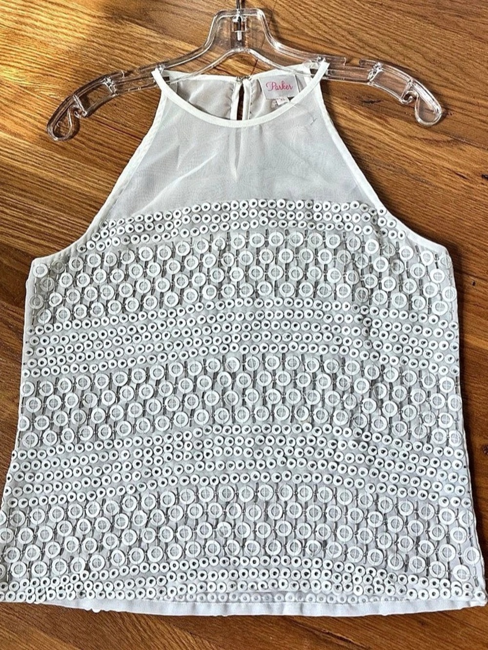 Parker Embellished Tank Top in White Size XS Like New